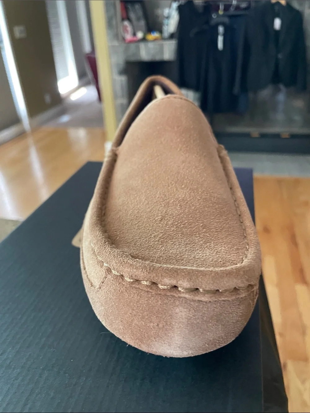 NWT UGG Alder Faux Shearing Lined Men's Suede Slip-On Loafer in Chestnut